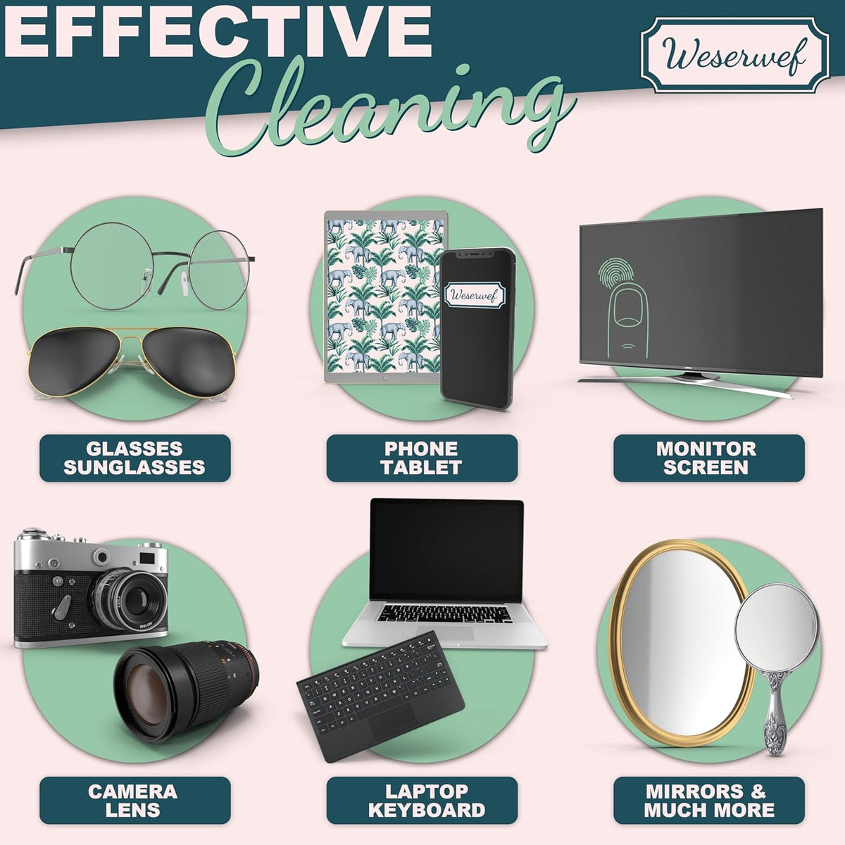 WESERWEF Design Microfiber Glasses Cleaning Cloth – Premium Cleaning Cloth for Eyeglasses, Screens