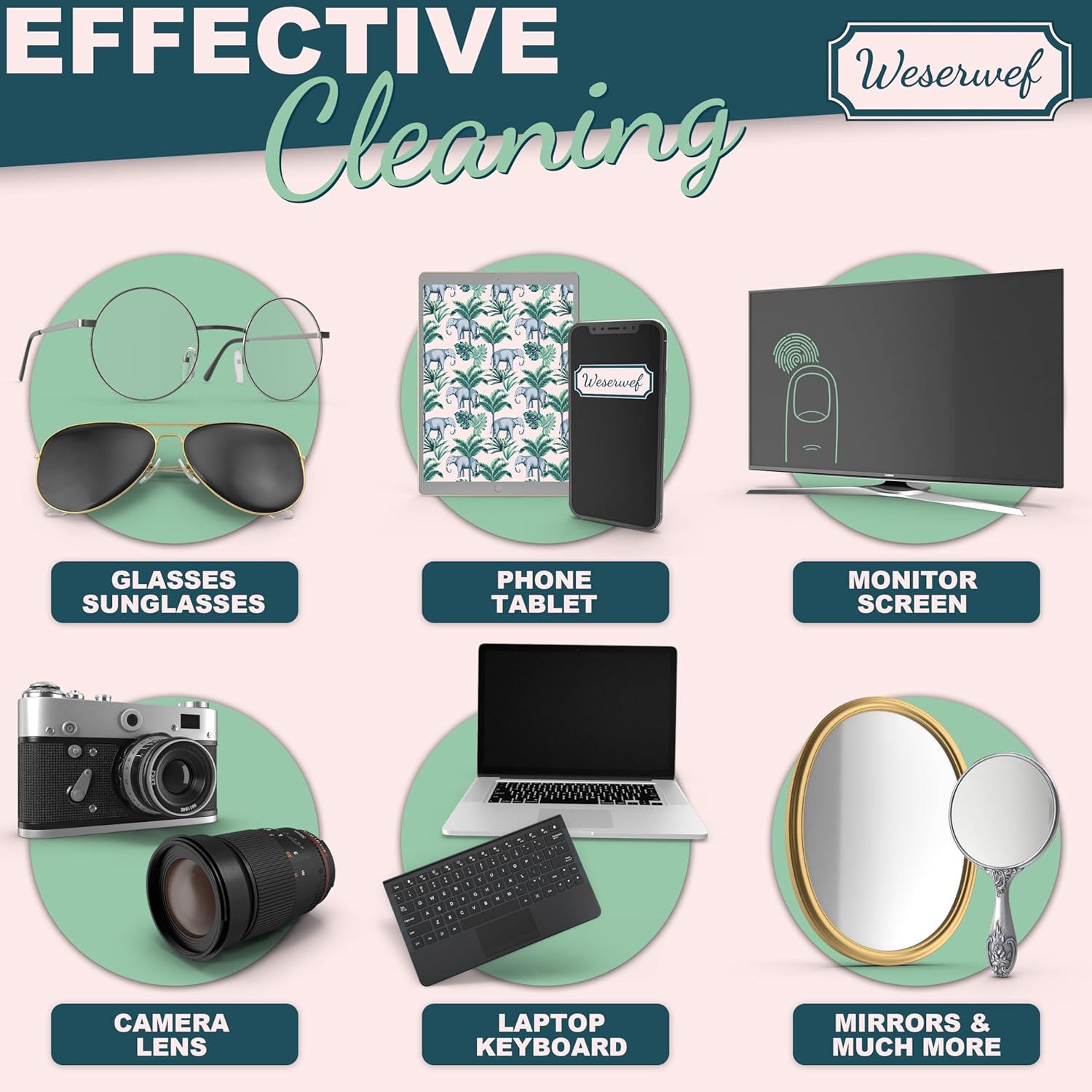 WESERWEF Design Microfiber Glasses Cleaning Cloth – Premium Cleaning Cloth for Eyeglasses, Screens