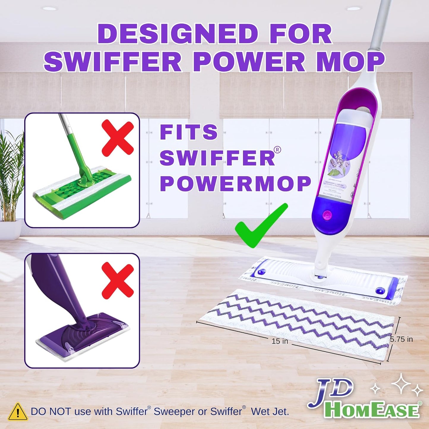 24 Pack Microfiber Power Mop Pads for Swiffer Power Mop only, Disposable Deep Clean Replacement