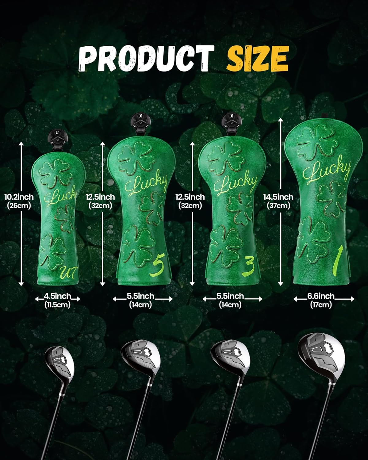 Golf Headcovers Golf Club Head Covers Four Leaf Clover Good Luck Charm - Clover Style Premium