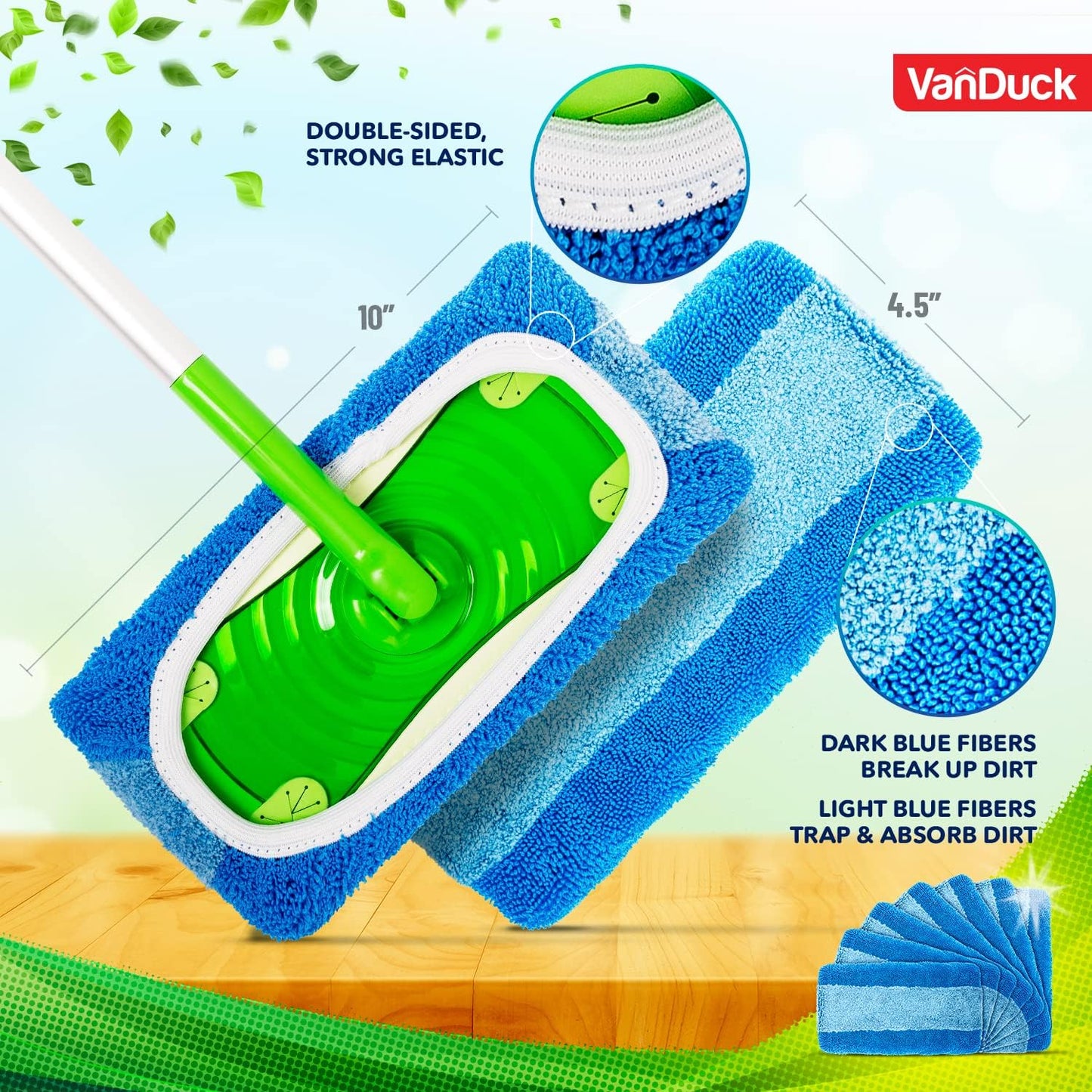 VanDuck Reusable Pet Heavy Duty Mop Pads Compatible with Swiffer Sweeper (2-Pack) - Washable