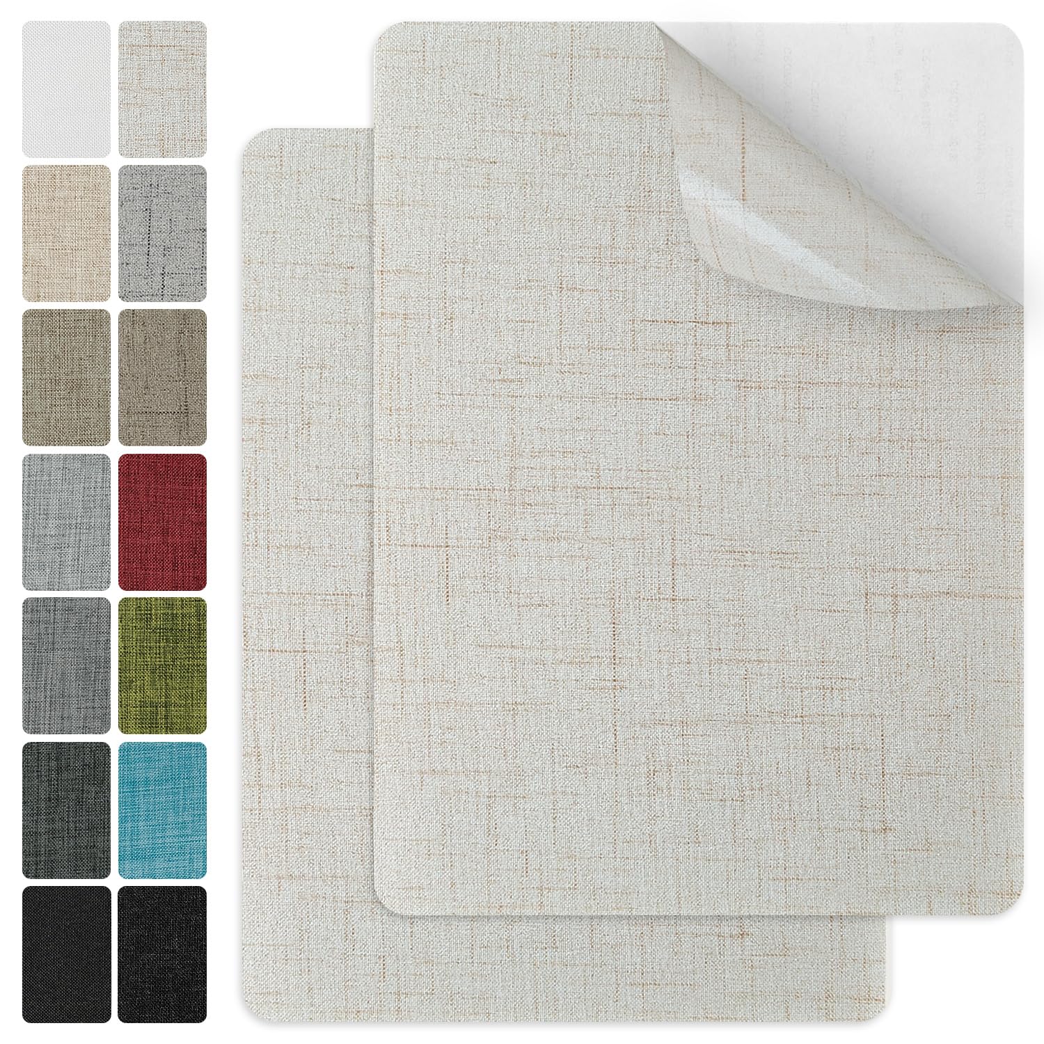 J.CARP 2Pcs Linen Repair Patches, Large Self-Adhesive Fabric Patch for Sofas, Couch, Furniture, Car