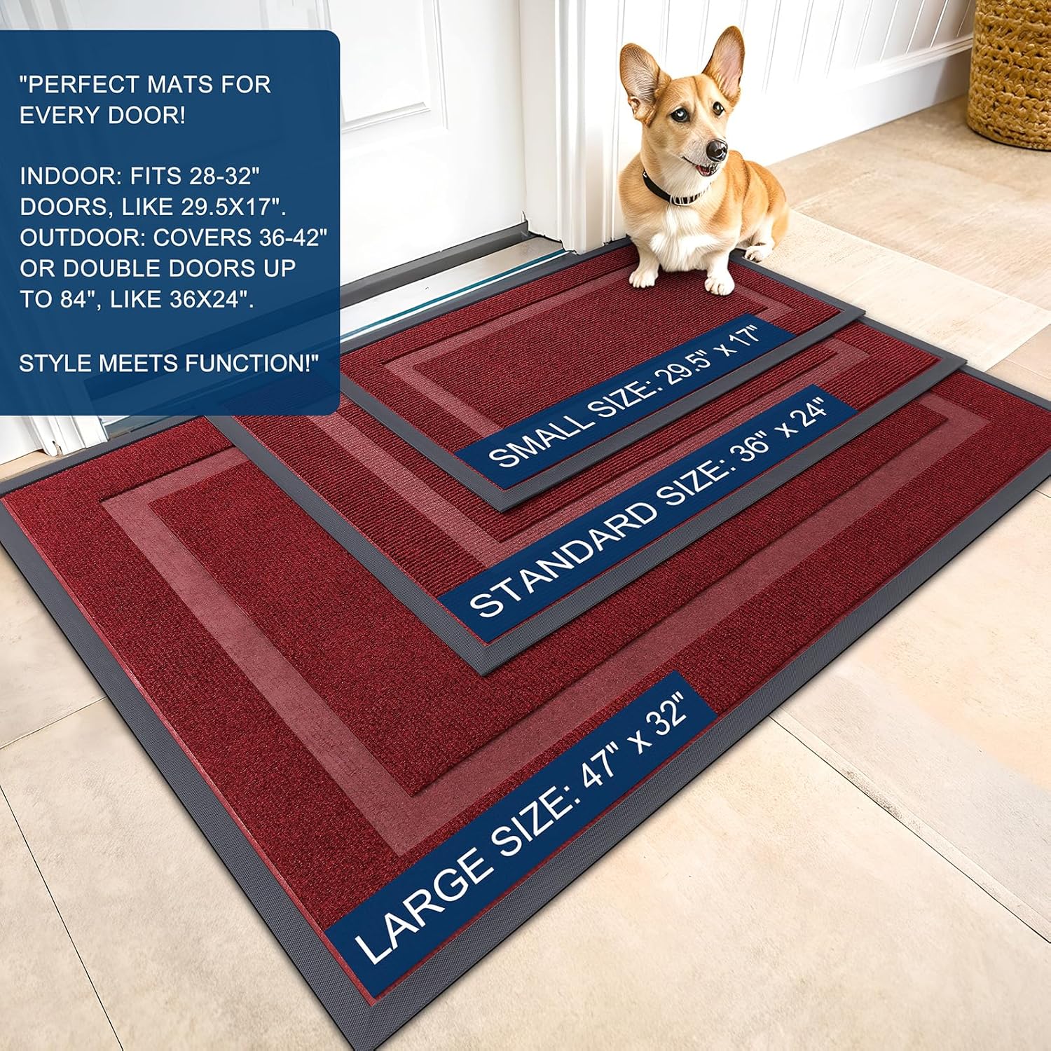 OLANLY Front Door Mat Indoor Outdoor Entrance, Waterproof All-Season, All-Weather Doormat, Sturdy