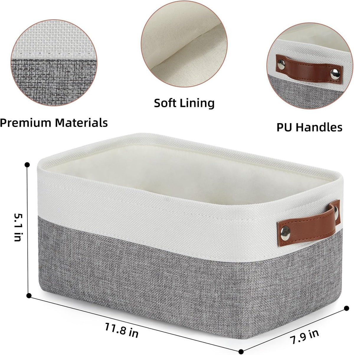 DULLEMELO Storage Baskets for Shelves, Small Fabric Storage Bins with Handles, Decorative Foldable