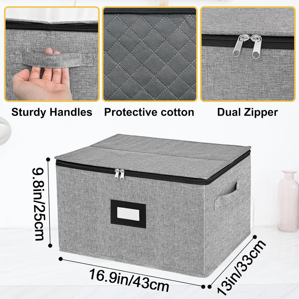 homyfort Wine Glass Storage Box, China Storage Containers with Dividers, Stemware Storage Case