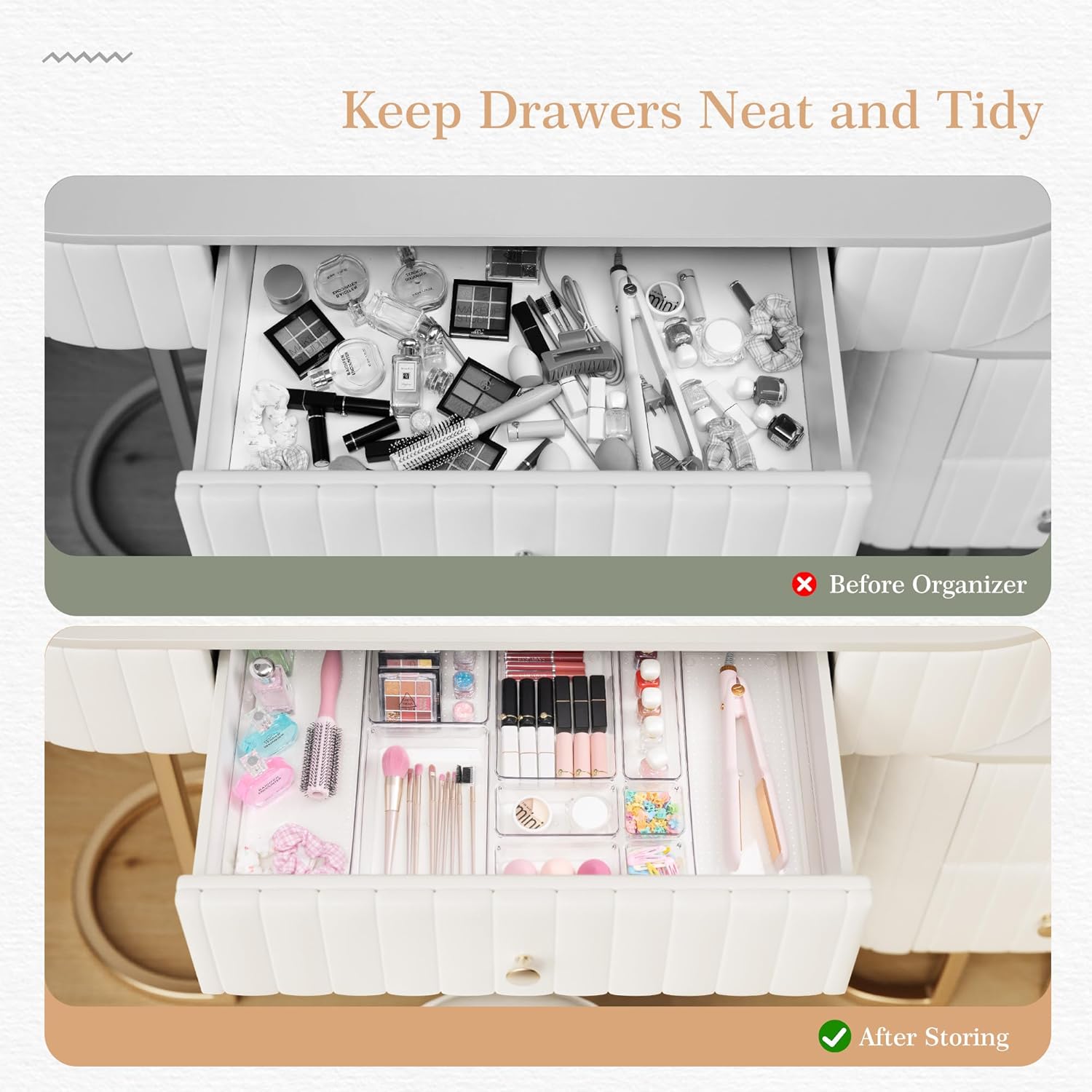 Criusia Drawer Organizer, 12 Pack Clear Plastic Kitchen Drawer Organizers Set,4-Size Versatile