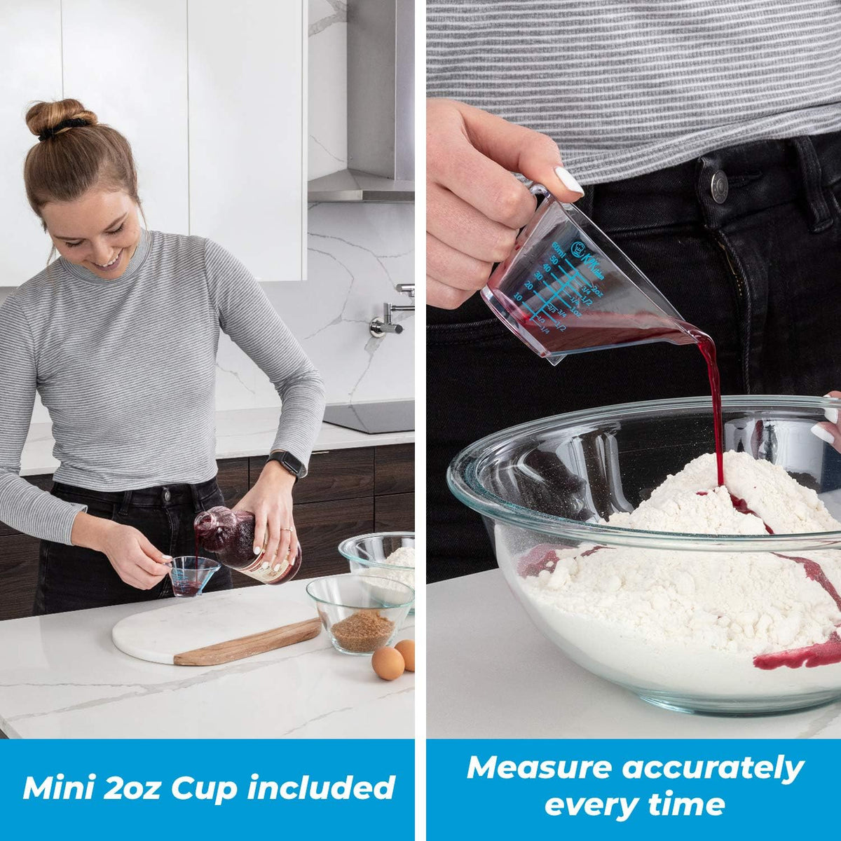 KPKitchen 4-Piece Angled Liquid Measuring Cups Plastic Set - BPA-Free Mini Oz, 1, 2 and 4 Plastic