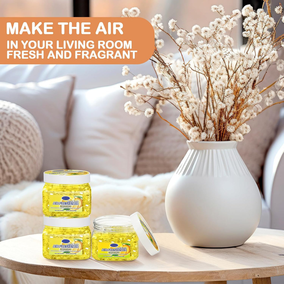 6 Pcs Air Freshener Gel Beads Bulk Odor Eliminator Beads Odor Removing Gel for Home, Bathrooms