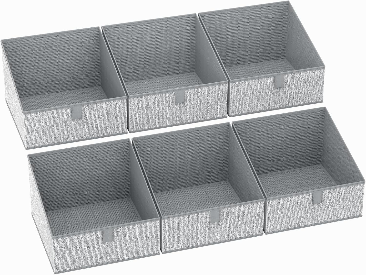 DIMJ Closet Storage Bins 6 Pack - Fabric Trapezoid Closet Organizer Bin, Foldable Storage Baskets