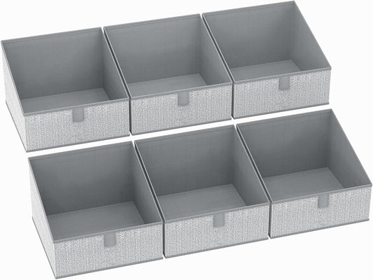 DIMJ Closet Storage Bins 6 Pack - Fabric Trapezoid Closet Organizer Bin, Foldable Storage Baskets