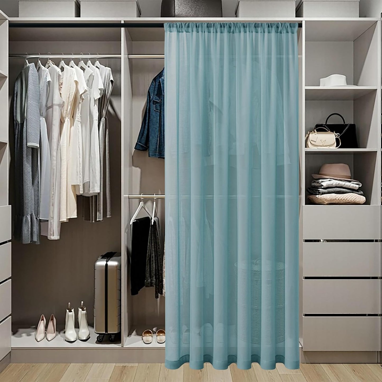 Tollpiz Short Sheer Door Curtains Closet Linen Textured Curtains Sheer Doorway Light Filtering