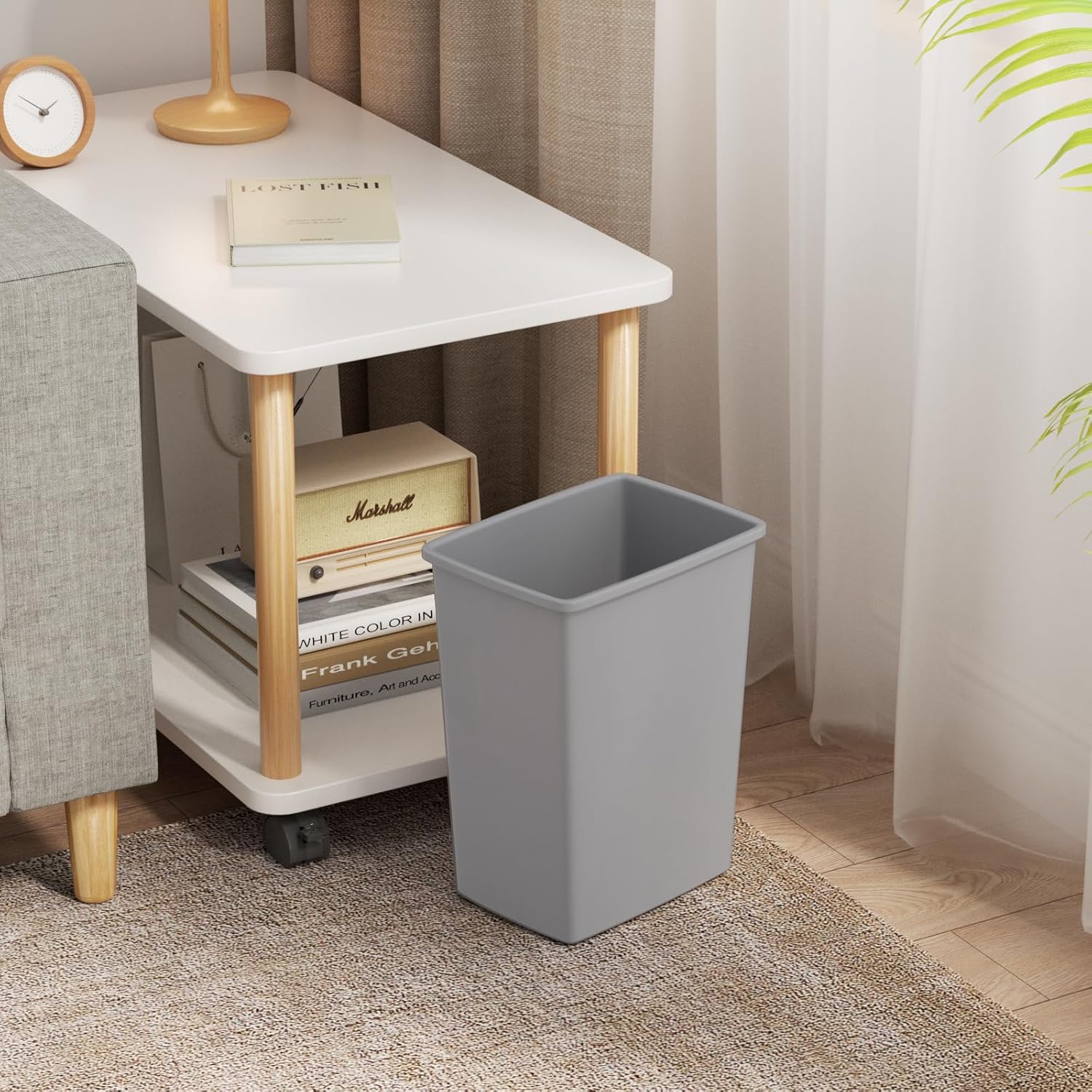35 Quart Plastic Trash Can, Under Canbinet Waste Bin, 9-Gallons Slim Trash Can for Kitchen Bedroom