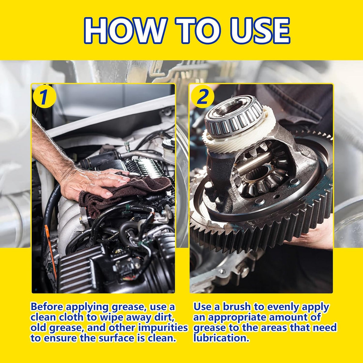 AstraVox Multi-Purpose White Lithium Grease, 60ml Automotive Grease with Brush for Hinges, Wheel