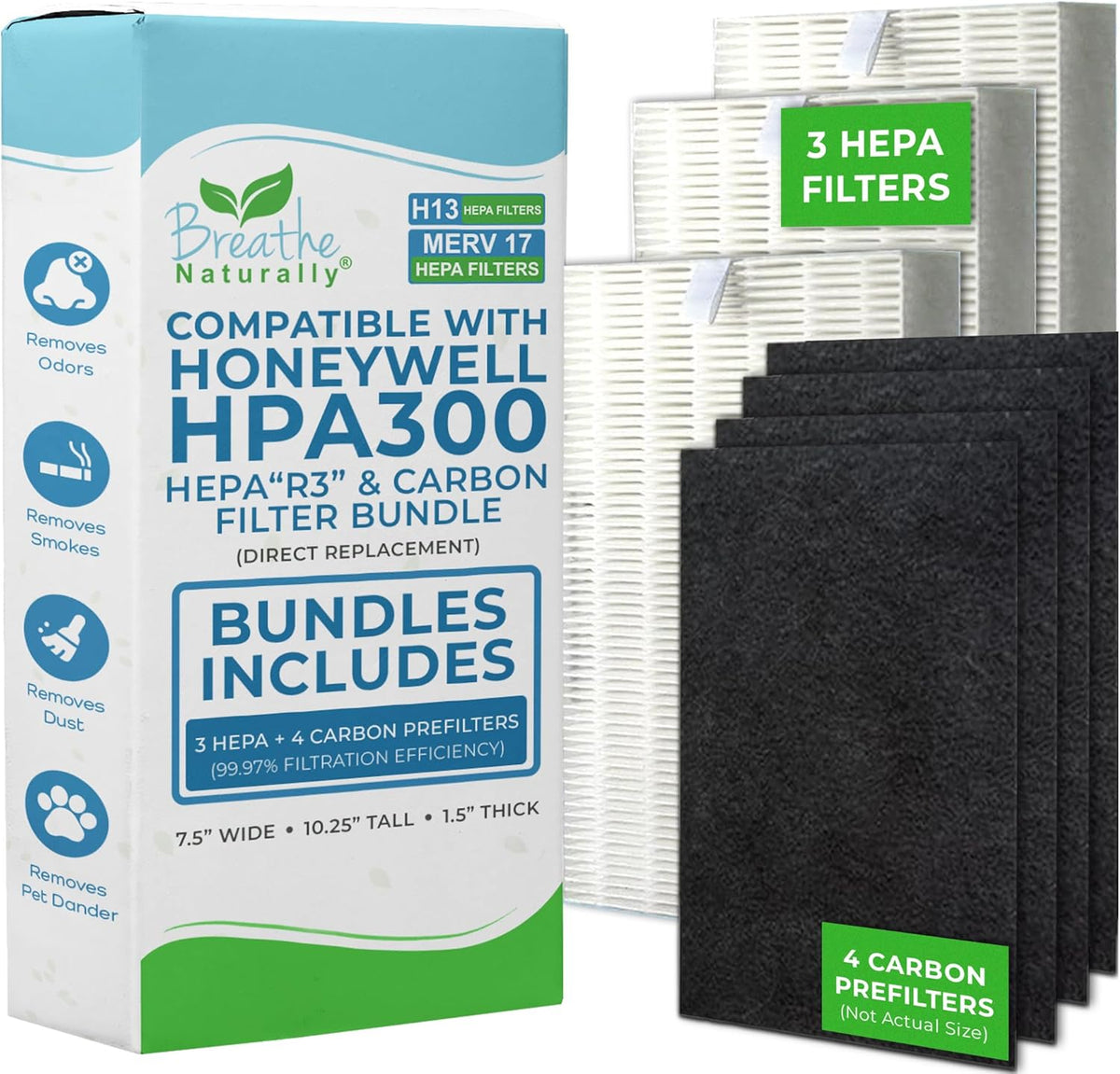 Breathe Naturally "R" Replacement Filters Compatible with Honeywell Air Purifier HPA300 or or