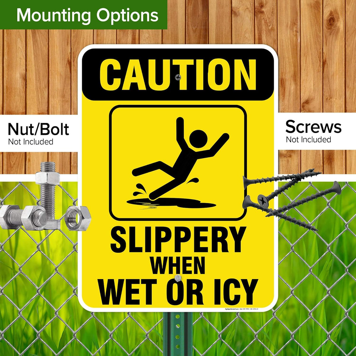 Caution Slippery When Wet Sign or ICY Sign, 18"x24" .063 Aluminum, Indoor/Outdoor Use, USA MADE By