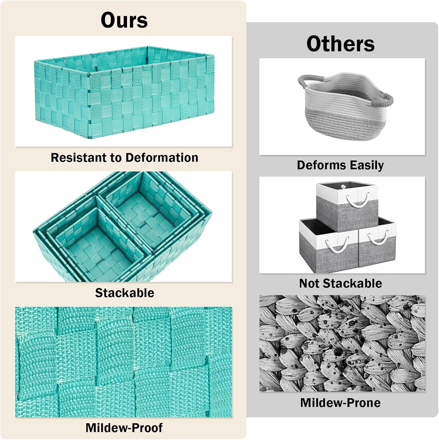 Woven Storage Baskets, Storage Bins, Cube Basket Container Baskets Storage Boxes Organizers for