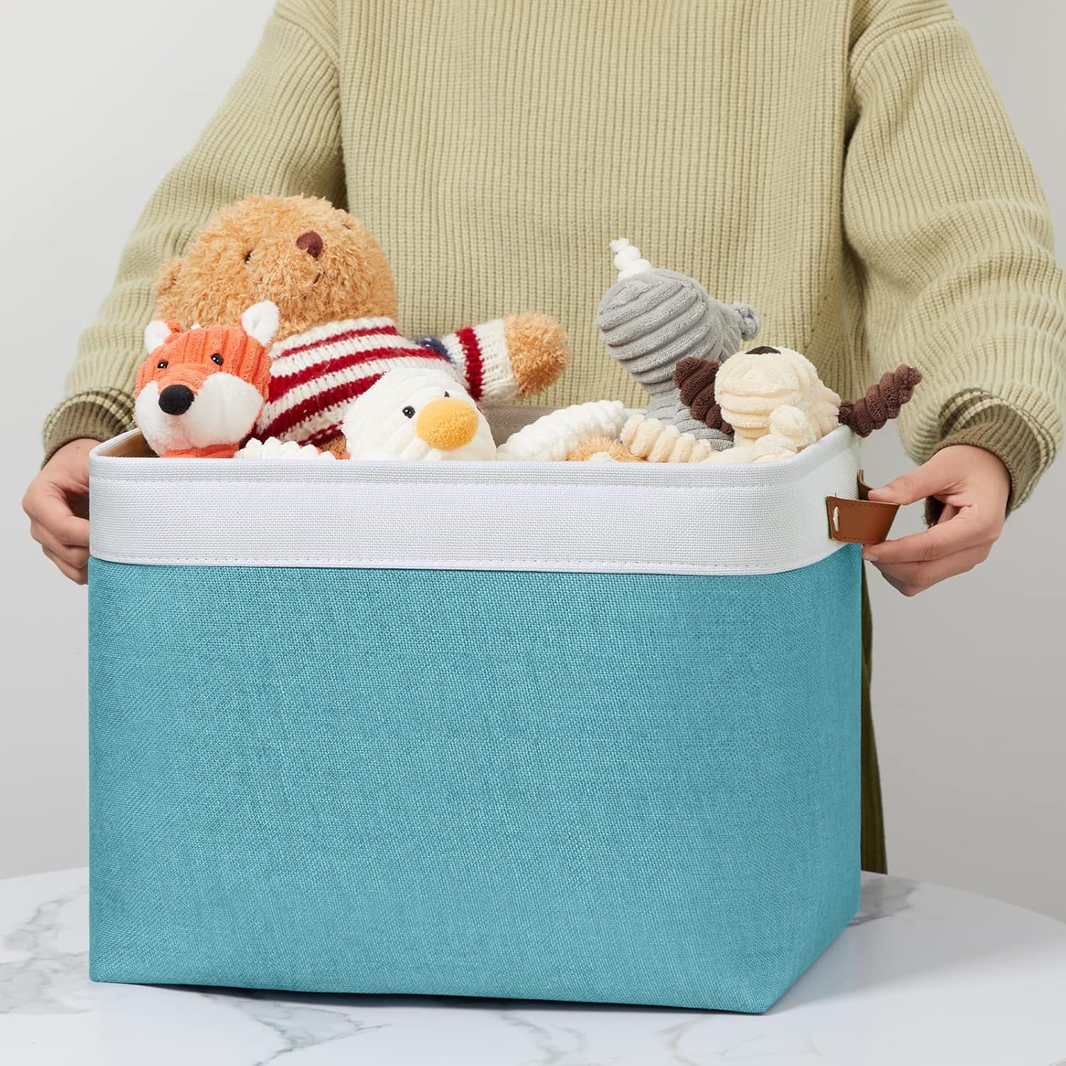 DULLEMELO Large Closet Storage Baskets Canvas Storage Baskets for Organizing 2 Pack Collapsible