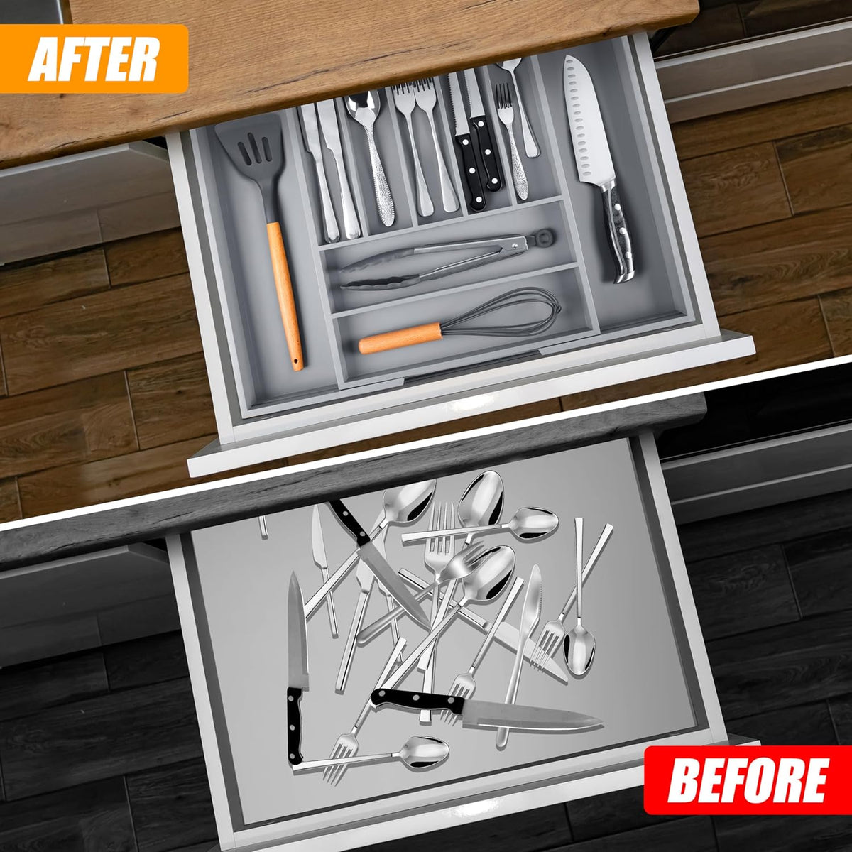 Kitchen Silverware Drawer Organizer and Storage Cabinet Utensil Rack Bathroom Counter Vanity Extra