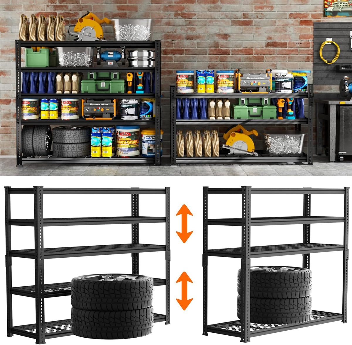 Storage Shelves Heavy Duty, 2 PCS 48" L x 18" W x 72" H Garage Wire Shelving Unit Loads 2800LBS