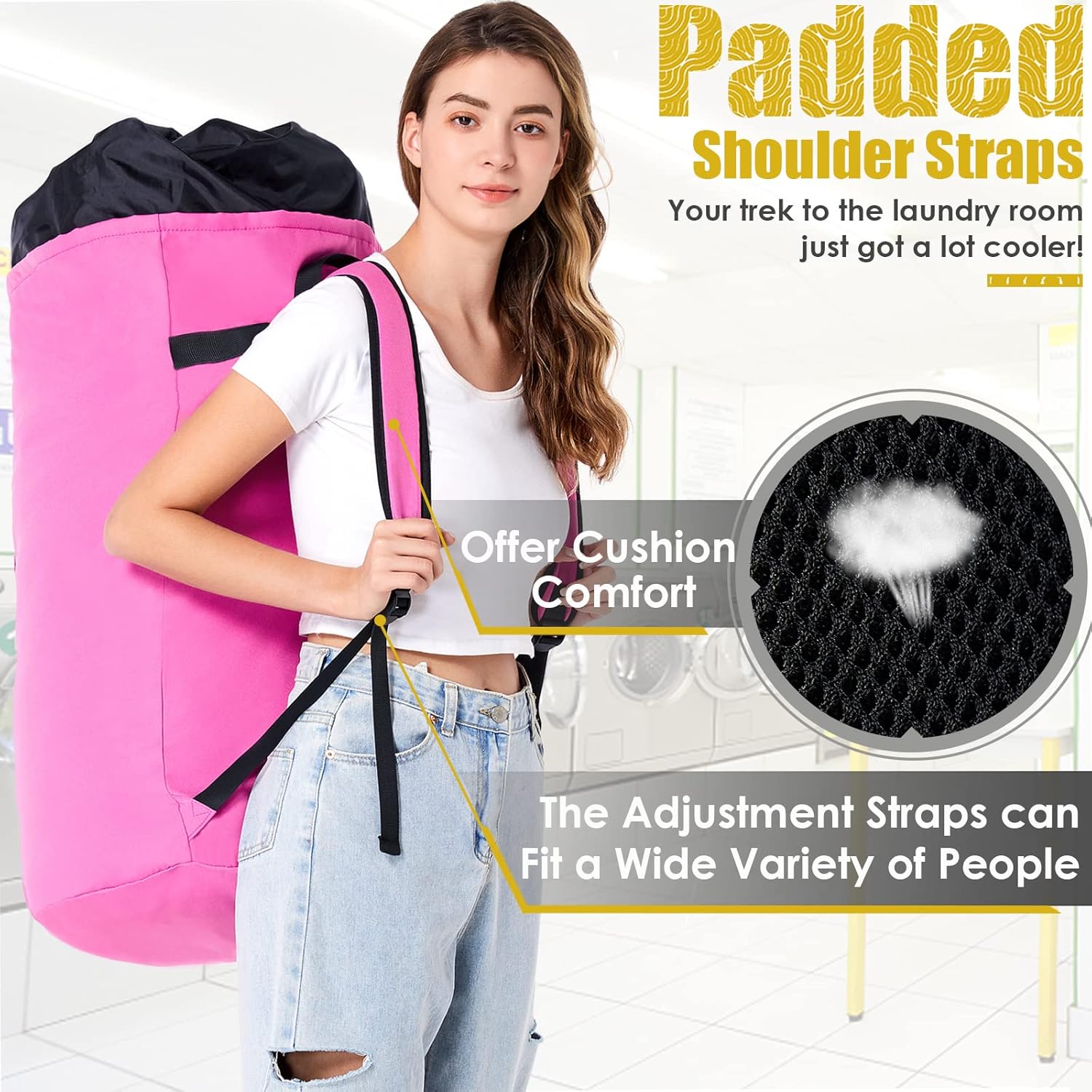 Laundry Bag 115L, College Dorm Room Essentials, Extra Large Laundry Bag with Straps, Heavy Duty