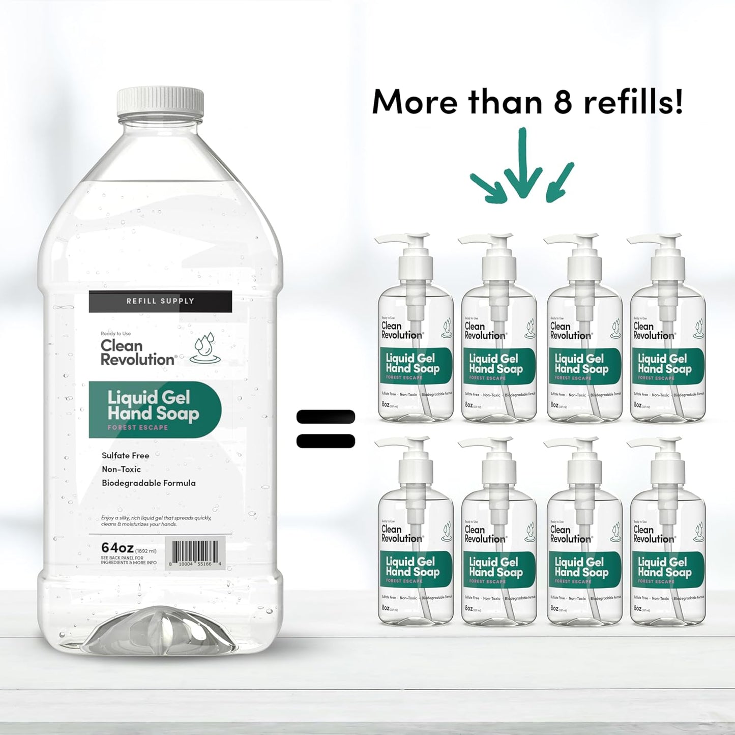 Clean Revolution Liquid Gel Hand Soap, Silky Rich Liquid, Quick Lather, Fast Rinsing, Contains Real