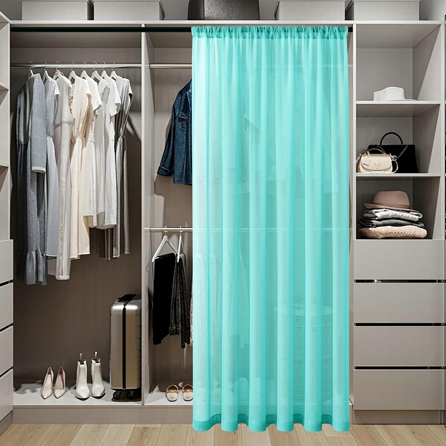 Tollpiz Short Sheer Door Curtains Closet Linen Textured Curtains Sheer Doorway Light Filtering