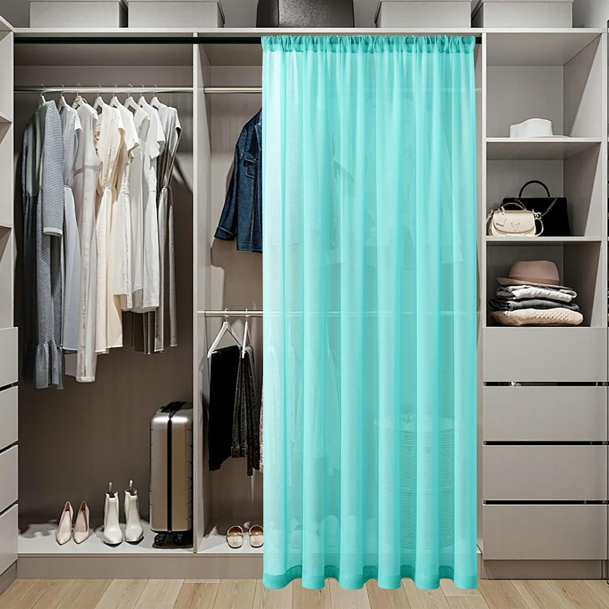 Tollpiz Short Sheer Door Curtains Closet Linen Textured Curtains Sheer Doorway Light Filtering