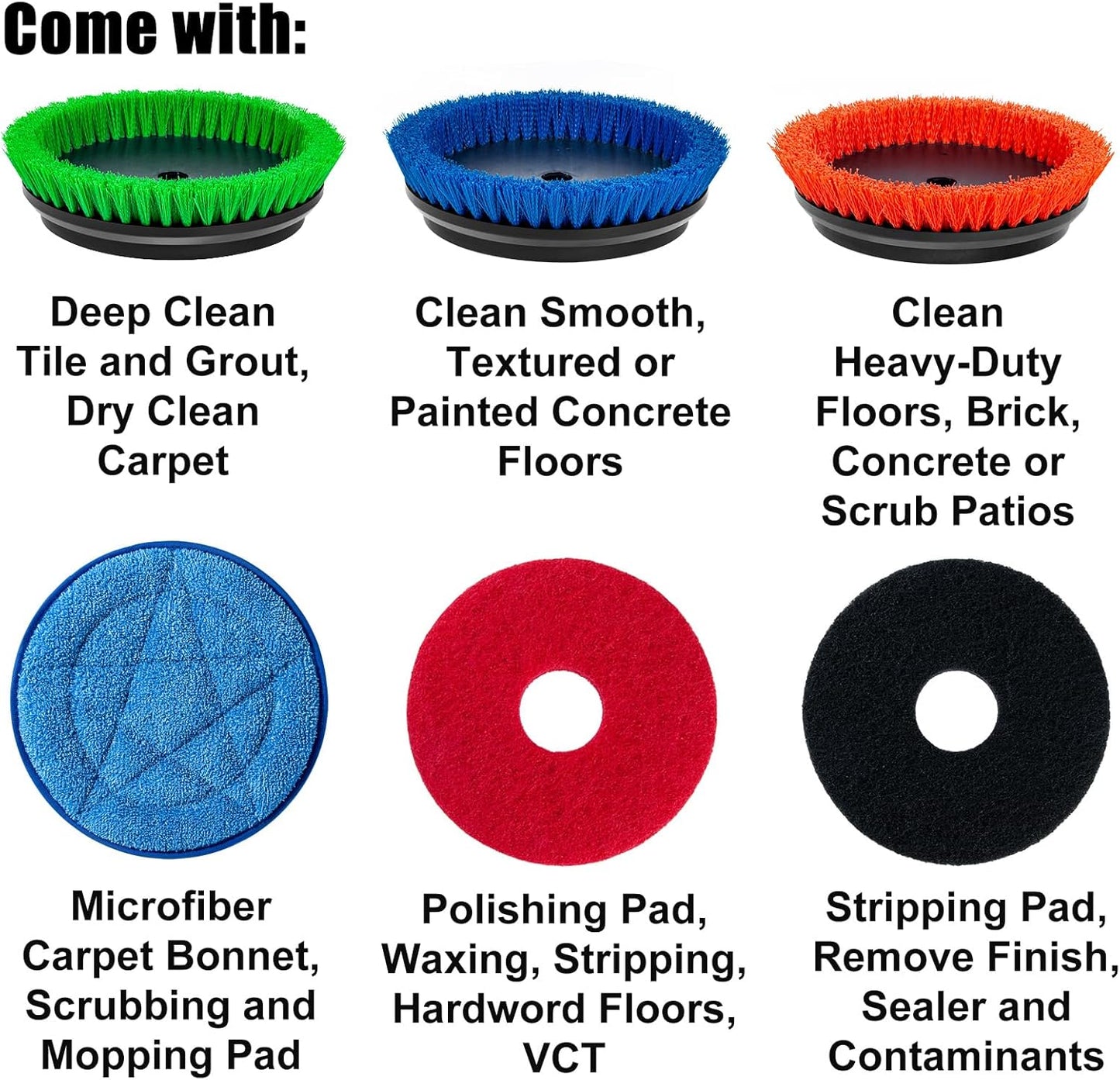 Commercial Floor Scrubber Machine, 13" Heavy Duty Orbital Floor Cleaner Buffer and Polisher- Deep