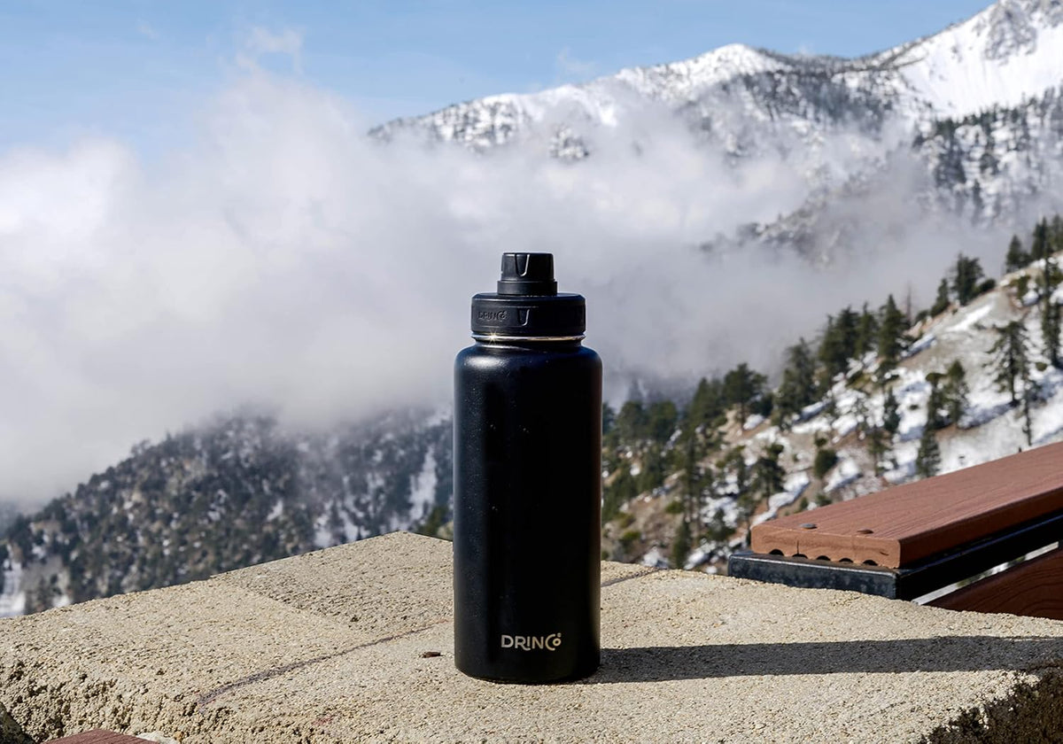 DRINCO Stainless Steel Water Bottle Spout Lid Vacuum Insulated Double Wall Water Bottle Wide Mouth