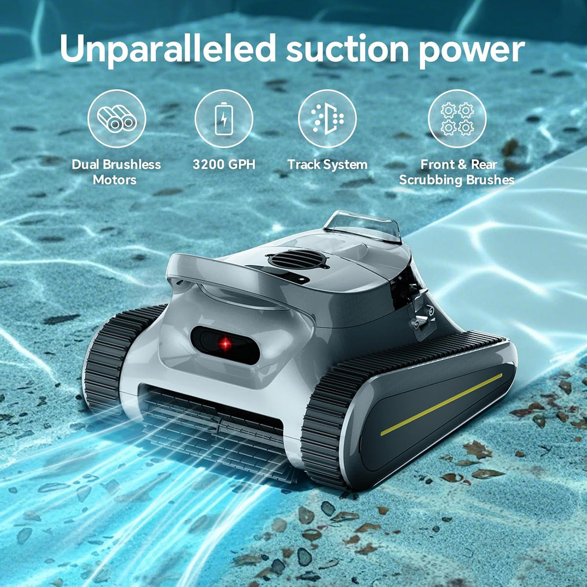 Cordless Robotic Pool Cleaner -Pool Vacuum 180W Brushless Motor, 45,000Pa Suction, Wall Climbing