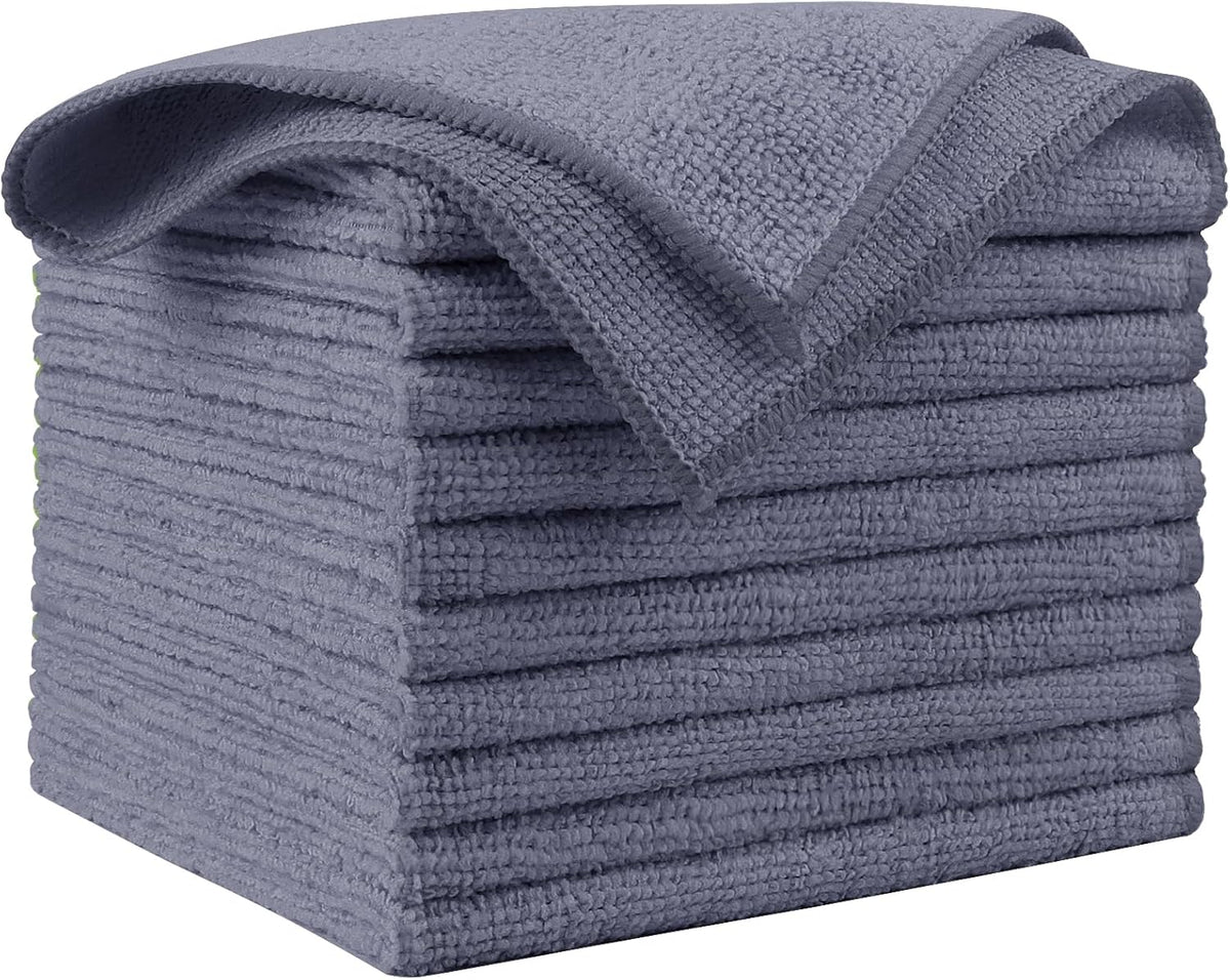 AIDEA Microfiber Cleaning Cloth Grey 10PK, Micro Fiber Cloth for Cleaning Cars, Premium All Purpose