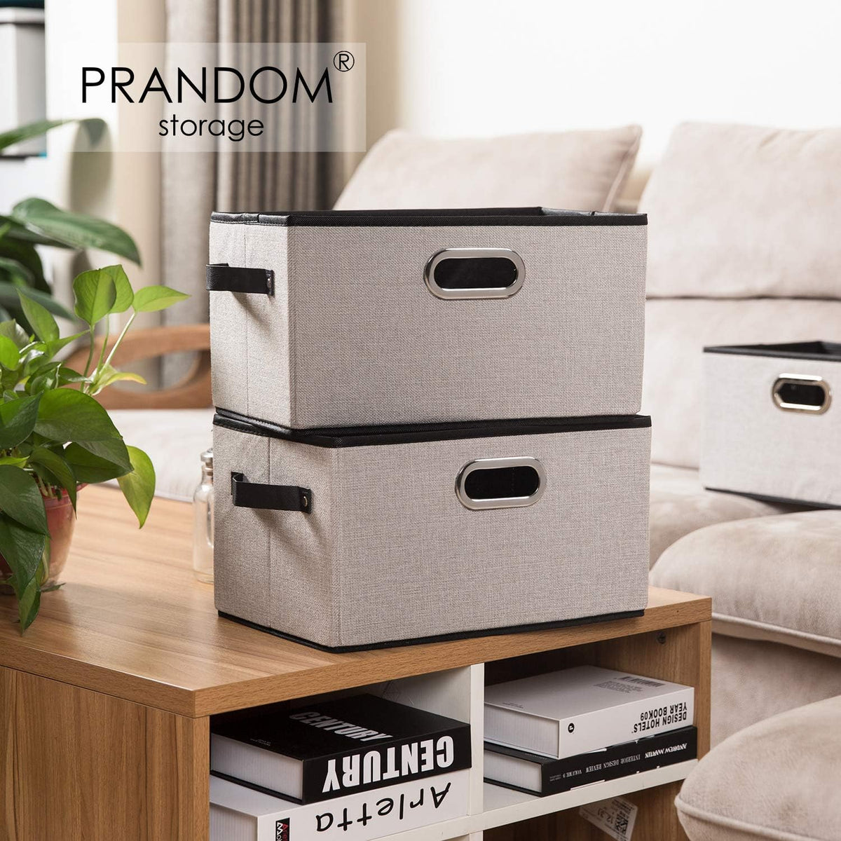PRANDOM Fodable Storage Bins for Closet [3-pack] Decorative Fabric Storage Baskets Cubes with