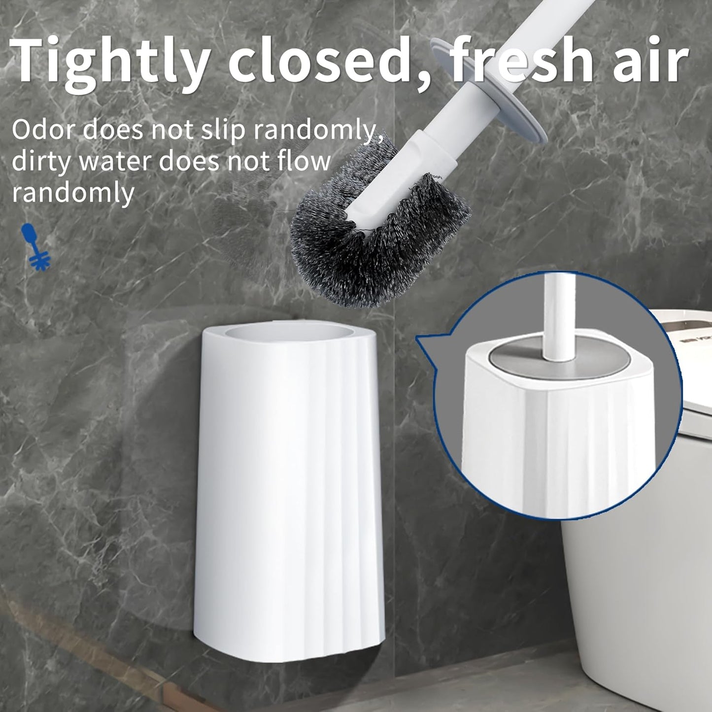 Toilet Brush & Holder Set, Lightweight Plastic Handle, Space Saving for Storage, Deep Cleaning