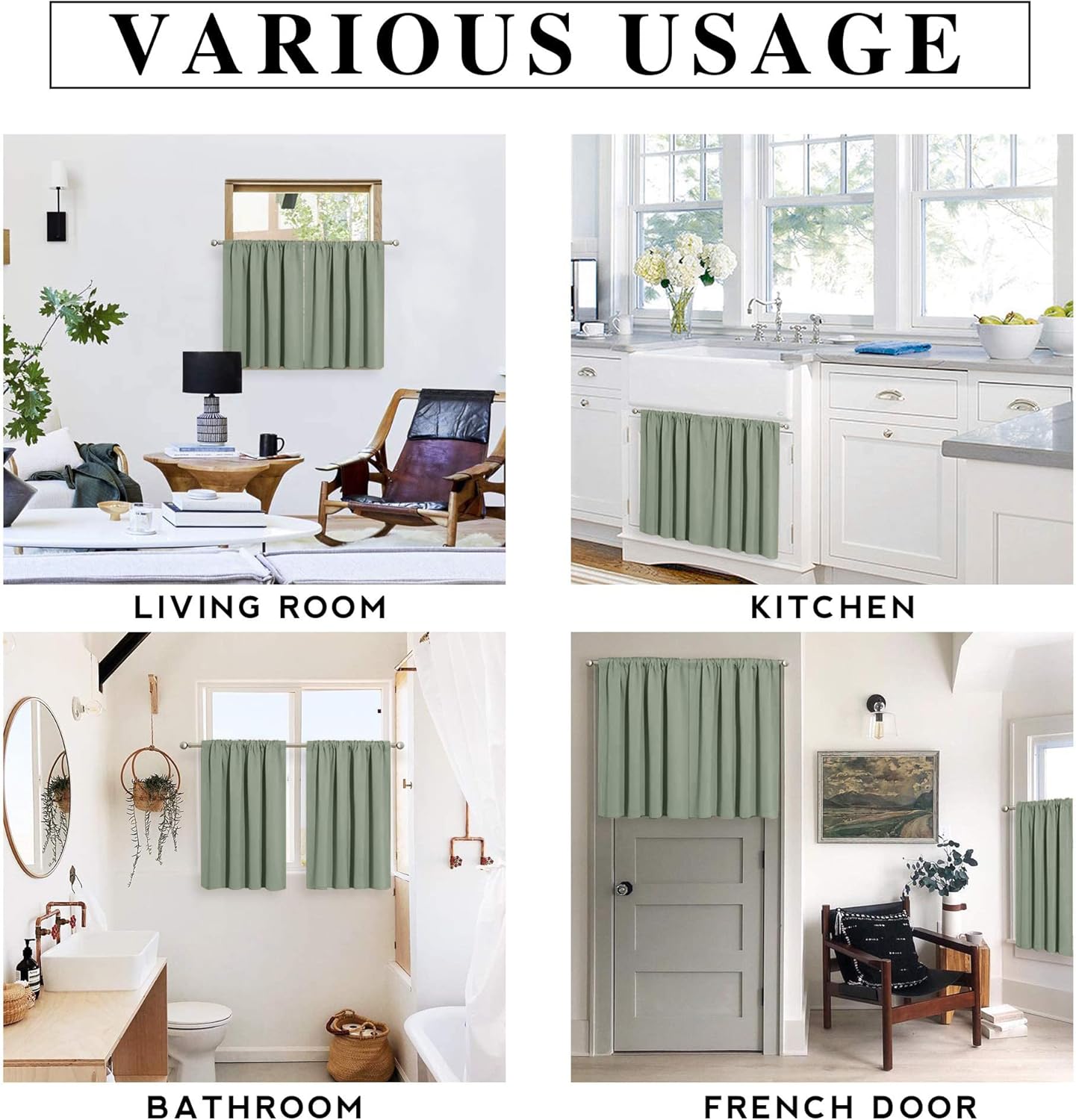 RYB HOME 24 inch Curtains for Kitchen Room Darkening Privacy Mini Curtain for RV Camper Bathroom