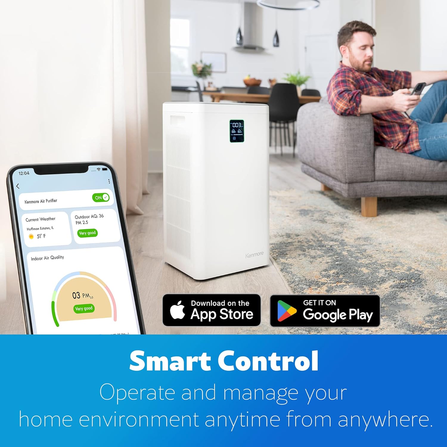Kenmore PM4030 Air Purifier with H13 True HEPA Filter, Covers Up to 2300 Sq.Foot, 24db SilentClean