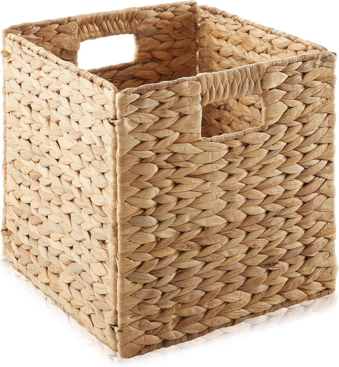Casafield 10.5" x 10.5" Water Hyacinth Storage Baskets, Natural - Set of 6 Collapsible Cube