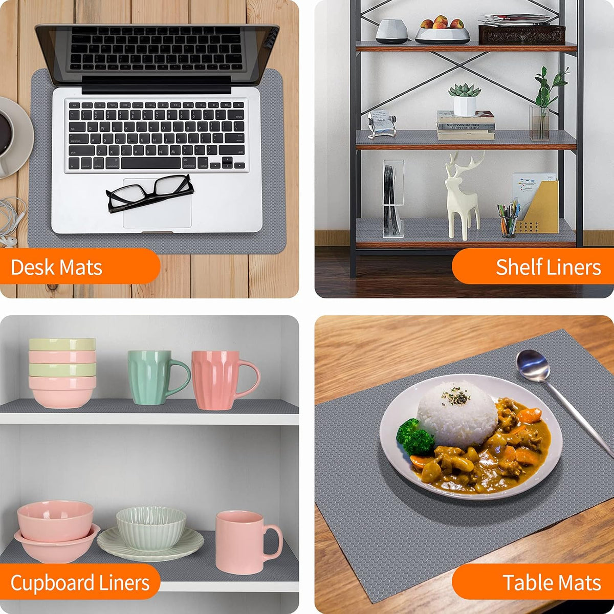 Shelf Liners for Kitchen Cabinets Non-Slip Drawer Liner Non Adhesive Cupboard Mat EVA Material