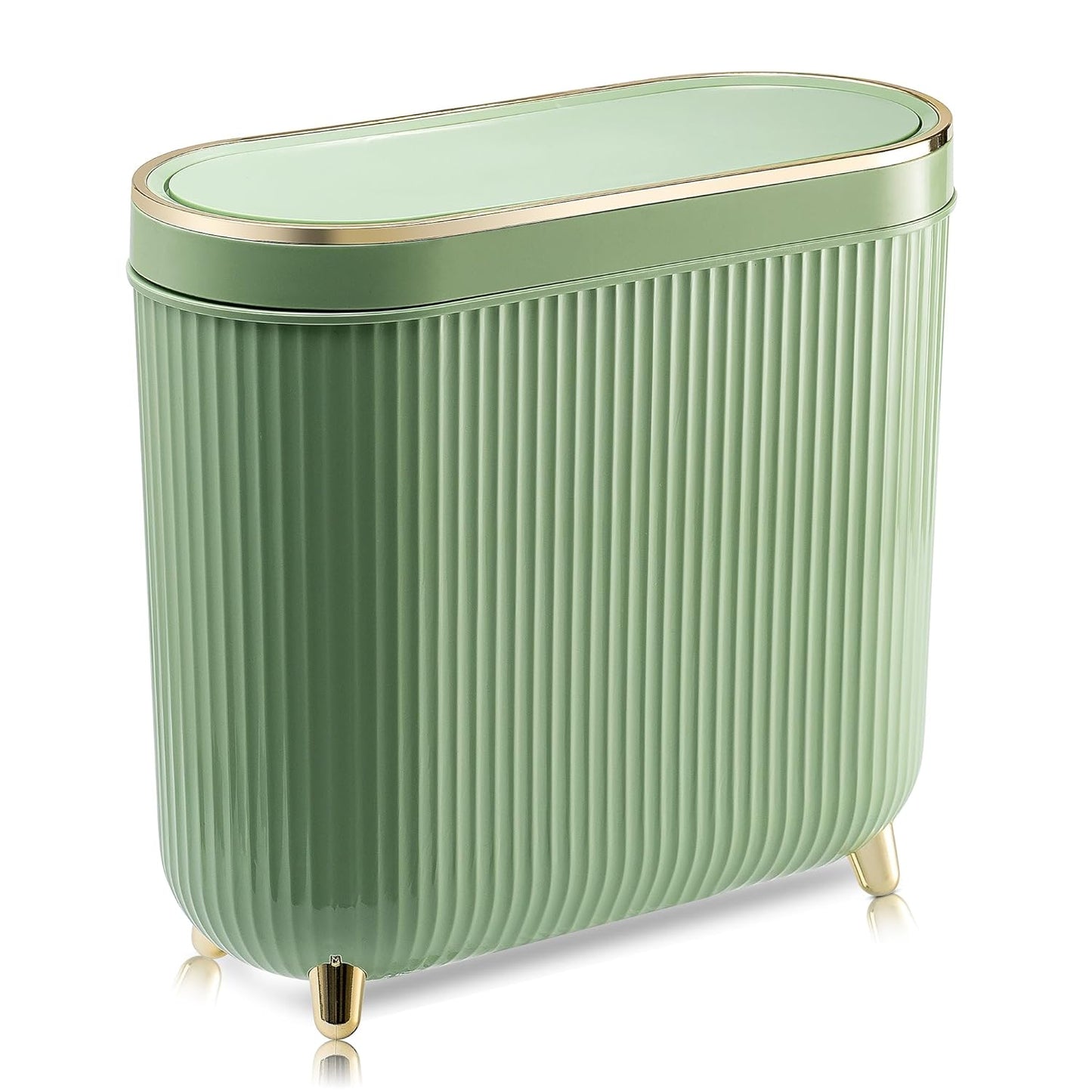 Bathroom Trash Can with Lid 3.2 Gallon Narrow Trash Can Small Plastic Trash Bin 12 Liter with Press