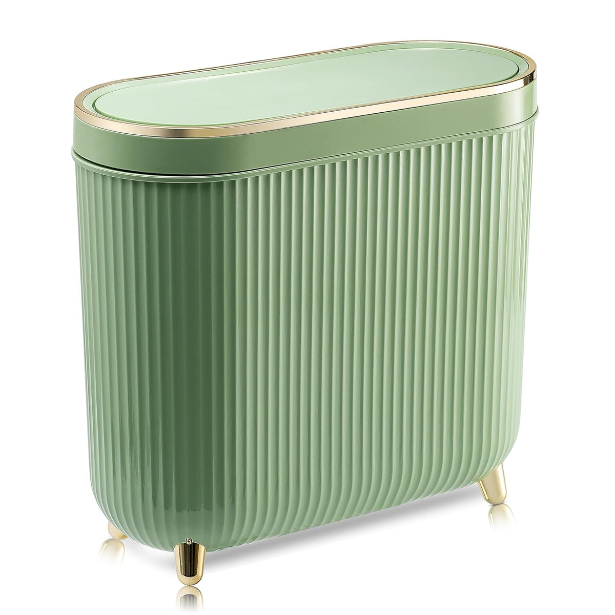 Bathroom Trash Can with Lid 3.2 Gallon Narrow Trash Can Small Plastic Trash Bin 12 Liter with Press