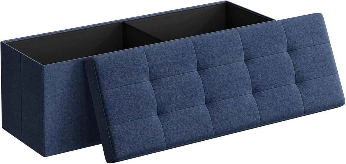 SONGMICS MAZIE Collection - 43 Inches Folding Storage Ottoman Bench, Ottoman Foot Rest, End of Bed