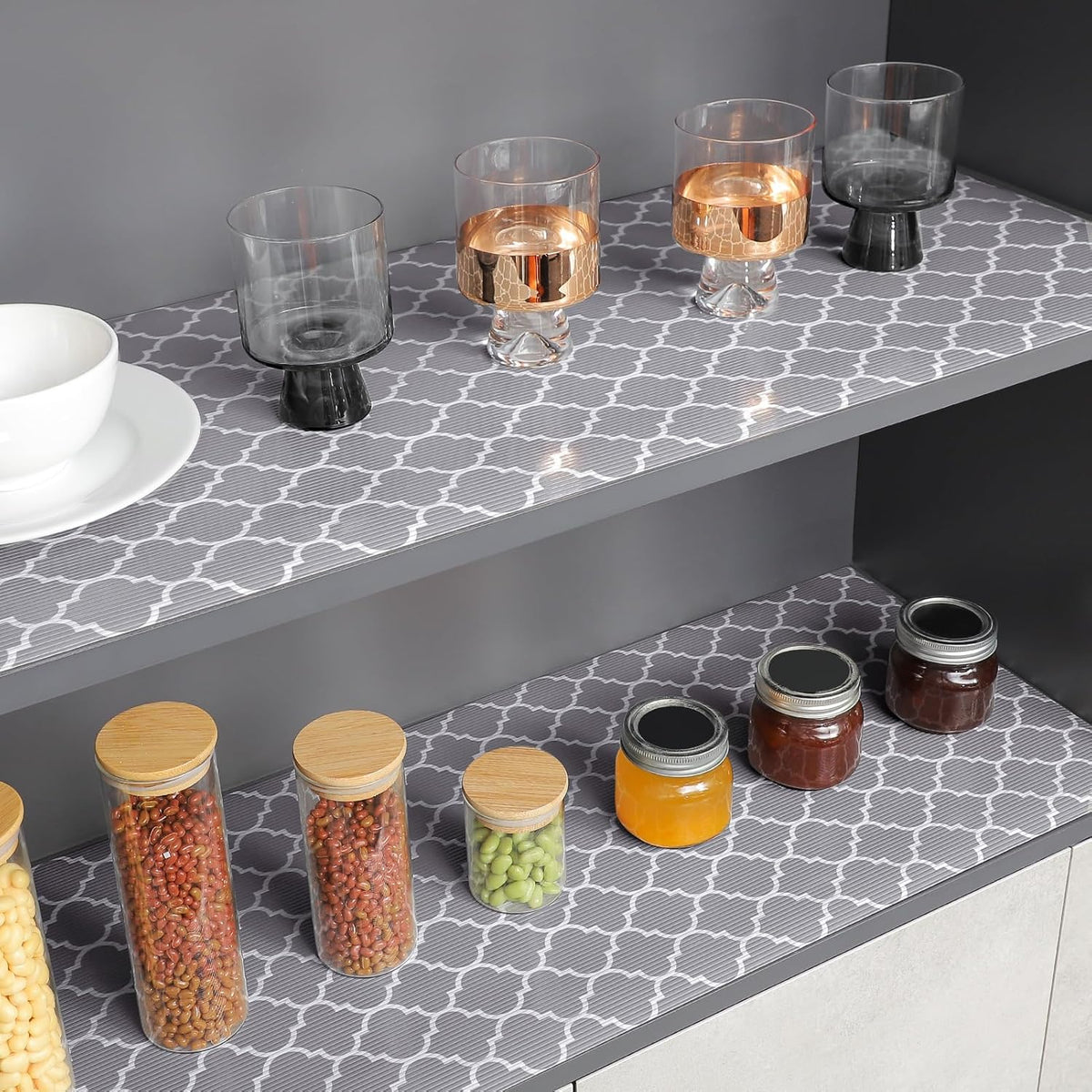 Glotoch Shelf Liners for Kitchen Cabinets 17.5x360 Inch Non Adhesive Drawer Liners for Kitchen,Non