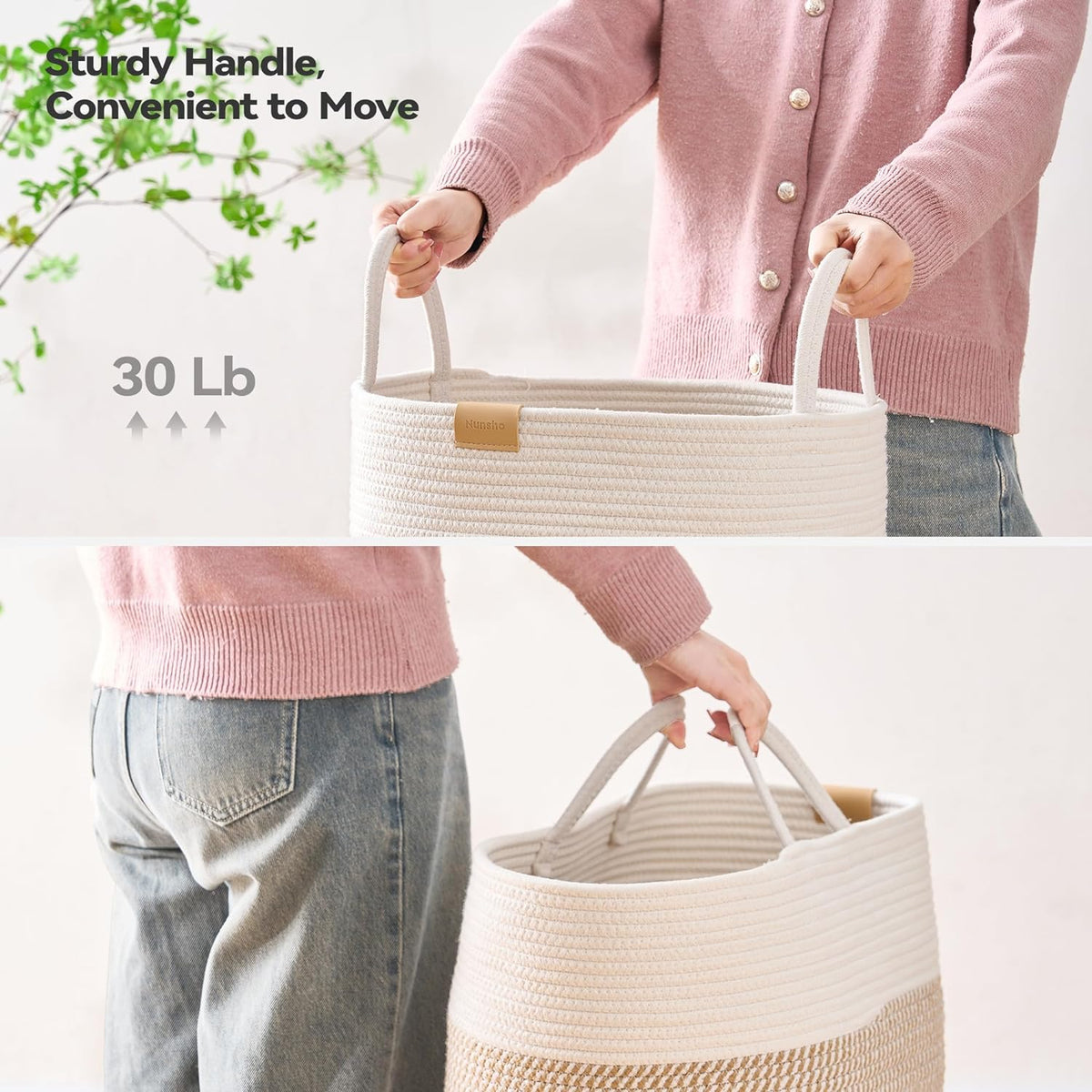 Laundry Hamper 62L,Large Laundry Basket for Clothes,Decorative Storage Basket for Blankets,Cotton