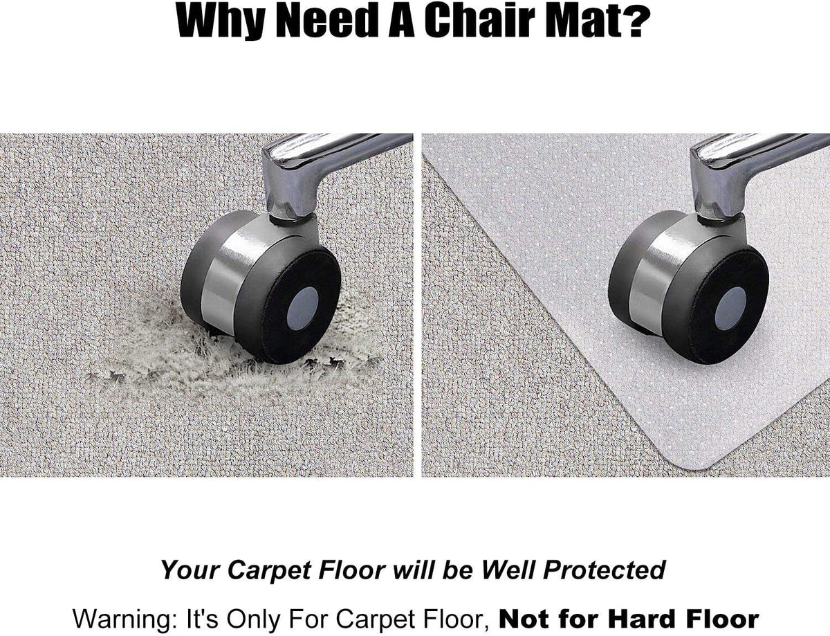Kuyal Desk Chair Mat for Carpet, 30'' x 48'' Rectangle Transparent Mats for Chairs Good for Desks