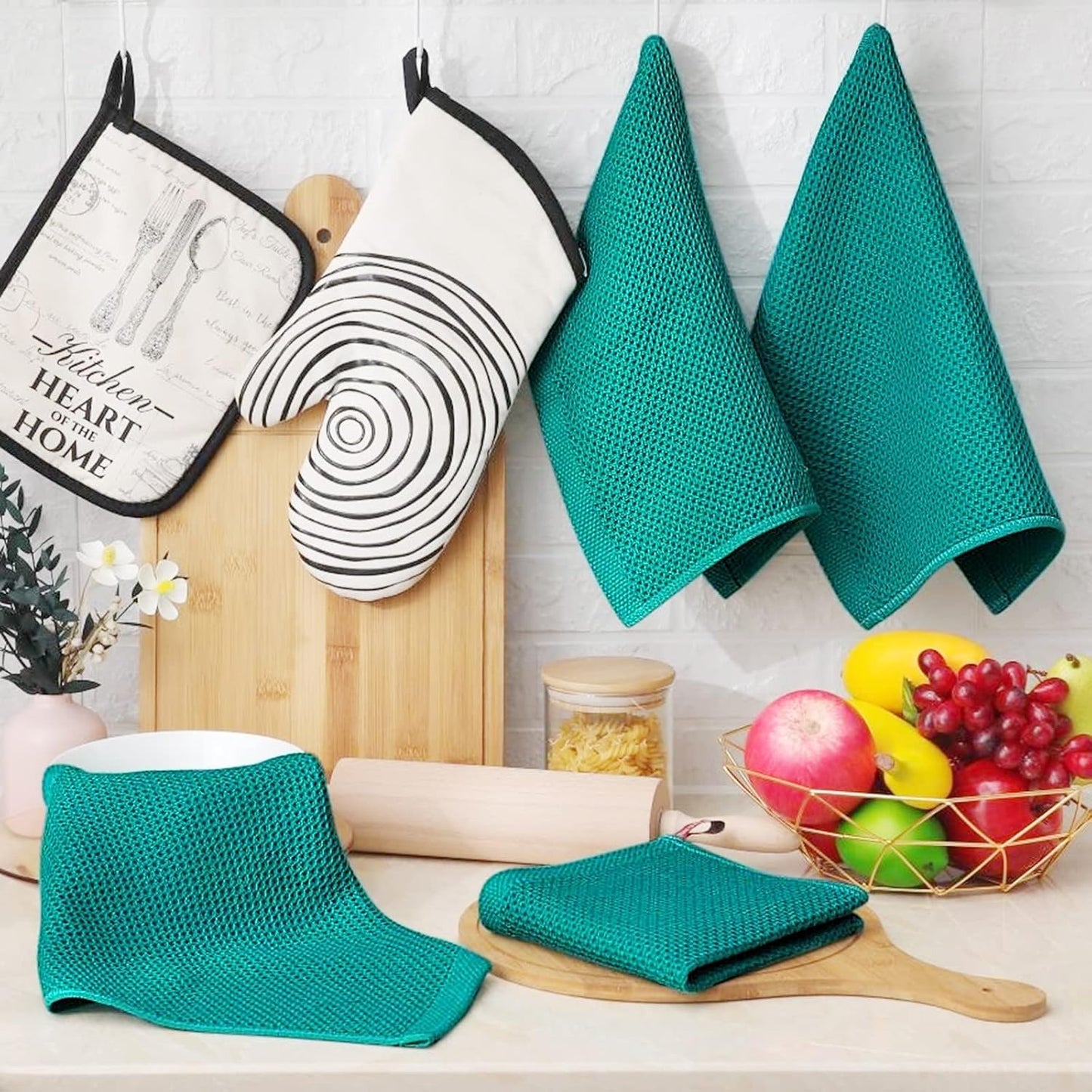 Homaxy 100% Cotton Waffle Weave Kitchen Dish Cloths, Ultra Soft Absorbent Quick Drying Dish Towels