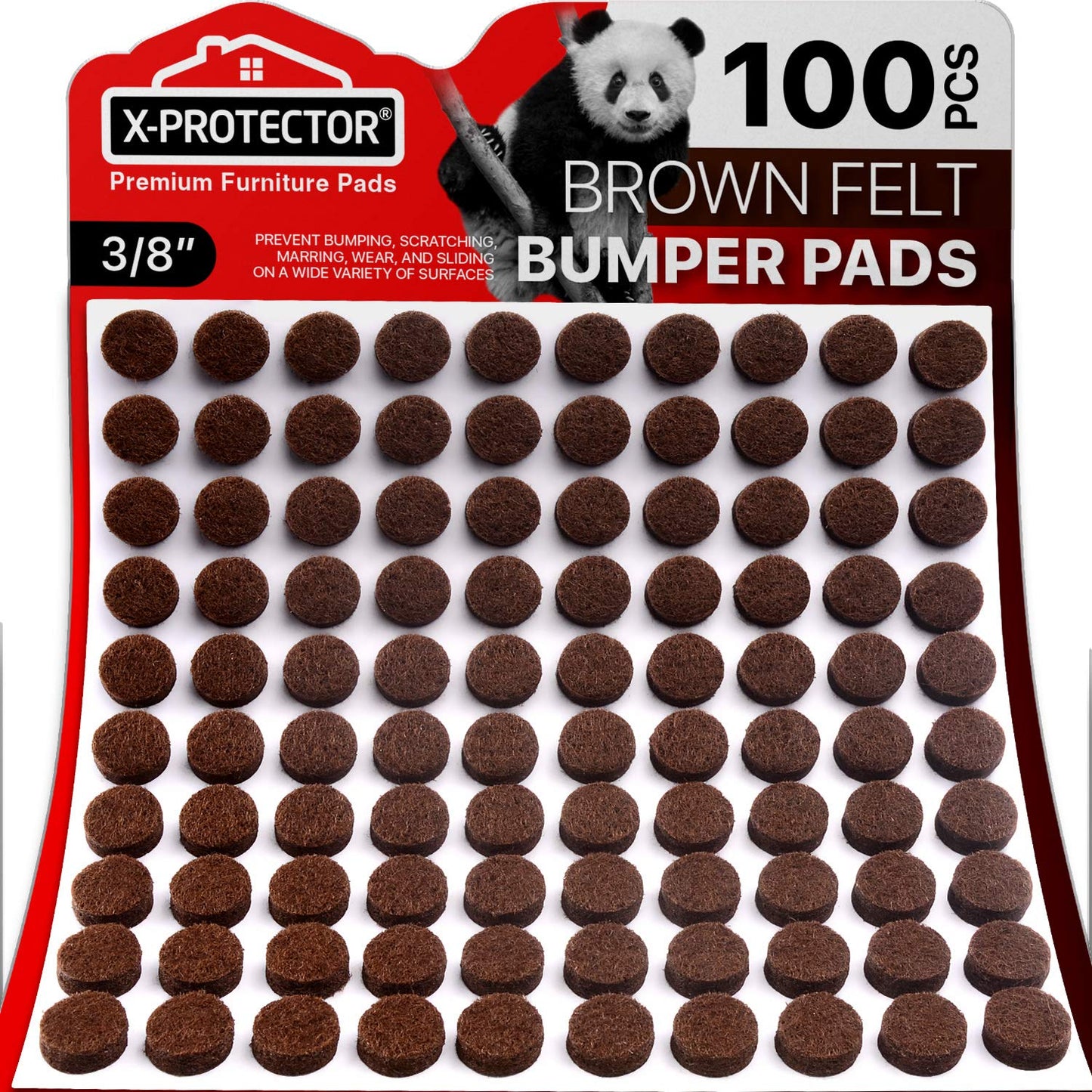 Cabinet Door Bumpers X-Protector 100 PCS – Small Felt Pads 3/8” – Ideal Brown Felt Bumpers