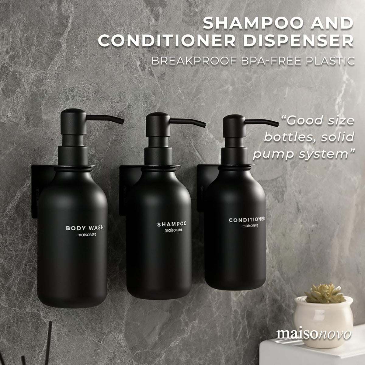 MaisoNovo Shampoo and Conditioner Dispenser - Shower Soap Dispenser Wall Mounted - 16.9 fl oz Set
