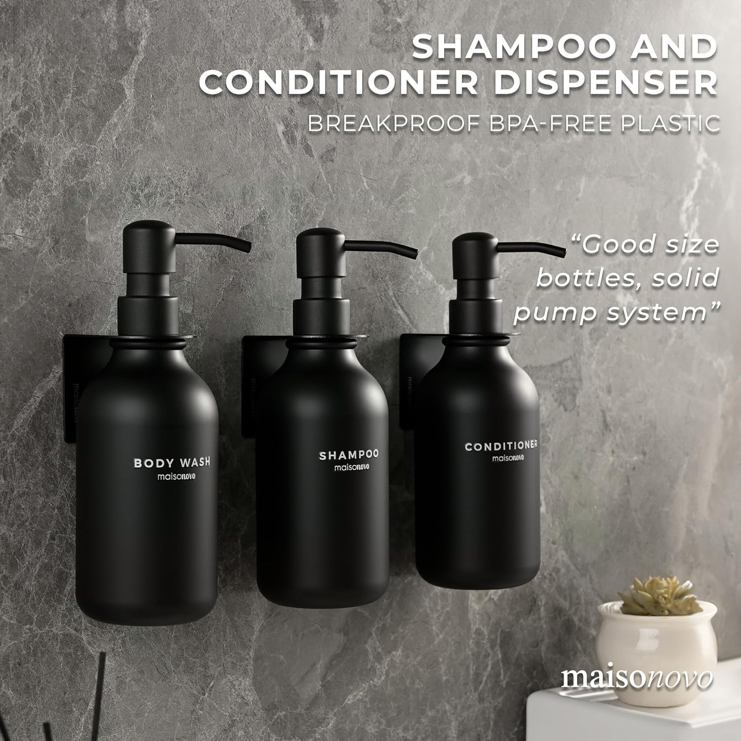 MaisoNovo Shampoo and Conditioner Dispenser - Shower Soap Dispenser Wall Mounted - 16.9 fl oz Set