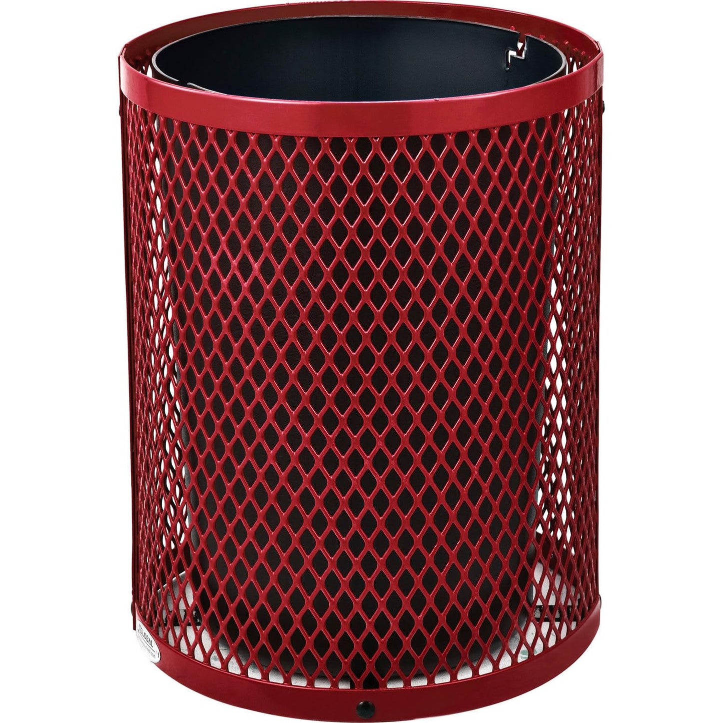 Global Industrial Outdoor Diamond Steel Trash Can with Flat Lid and Plastic Liner, 36 Gallon