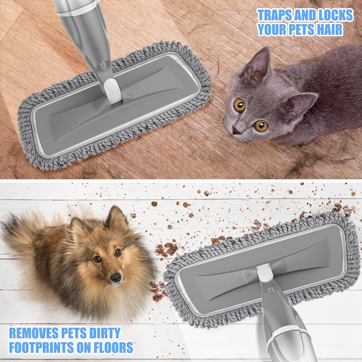 Microfiber Spray Mops for Floors Cleaning: EXEGO Dust Mop Wet Mop with 3 Washable Resuable Pads