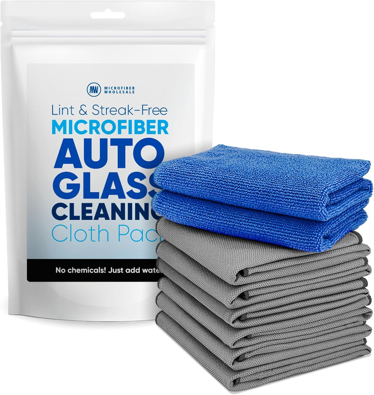 Claro Glass Towels Car Detailing 8-Pack – Streak Free Windshield Cleaner Cloth | Auto Glass Cleaner